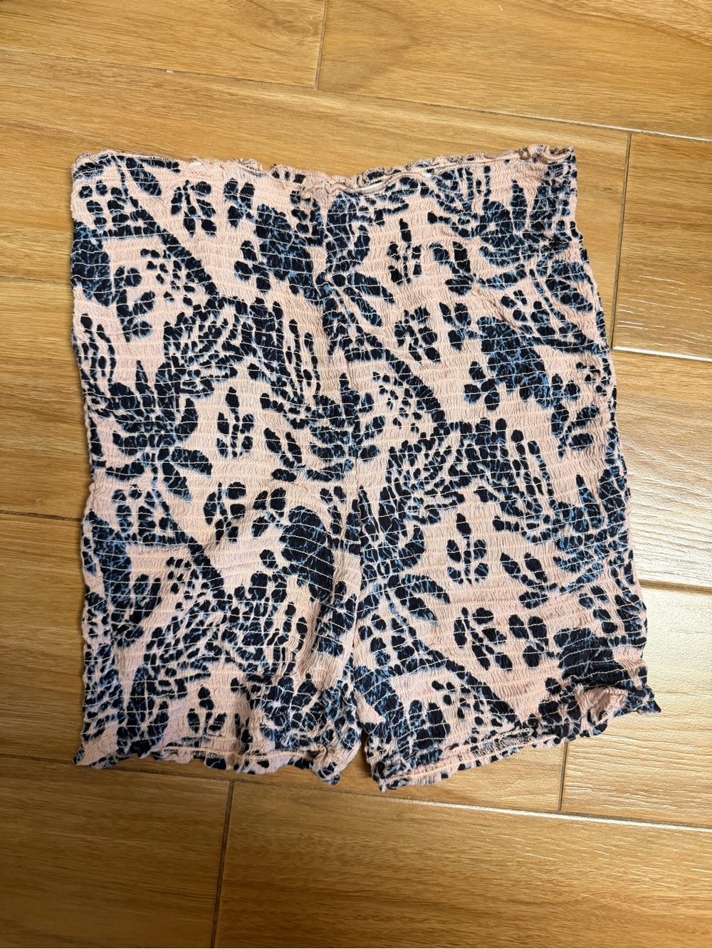 Pink Floral Print Bike Shorts with Navy Detail